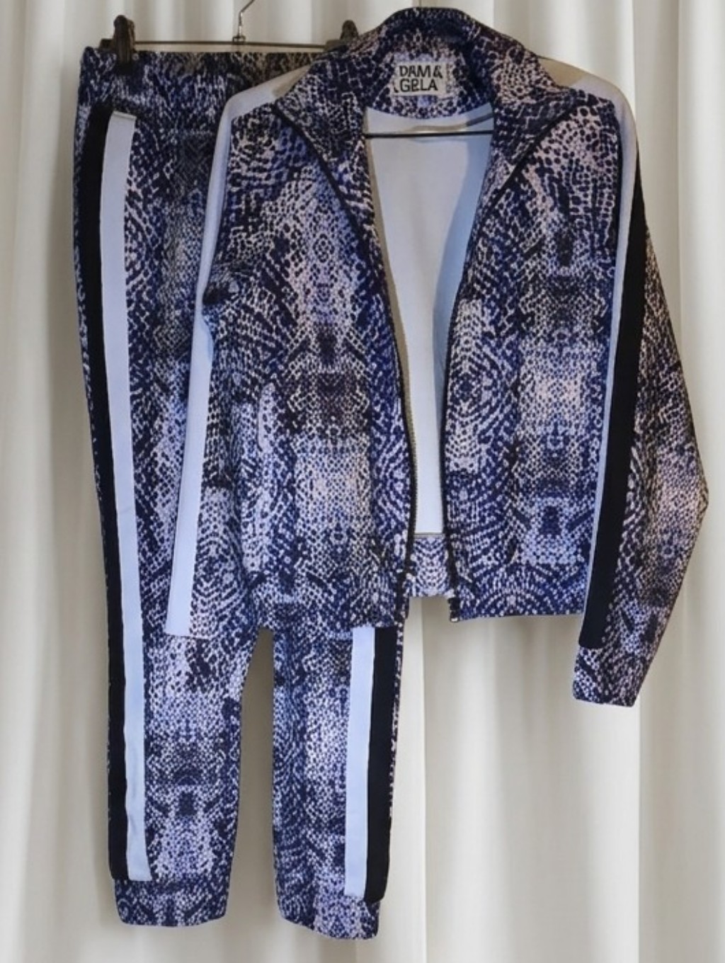 Pam & Gela Python Crop Jacket And Cigarette Pantsuit.